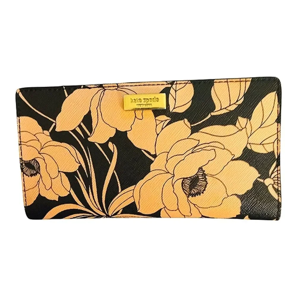 Kate Spade Laurel Way Gardenia Stacy Wallet Black Blush Pink